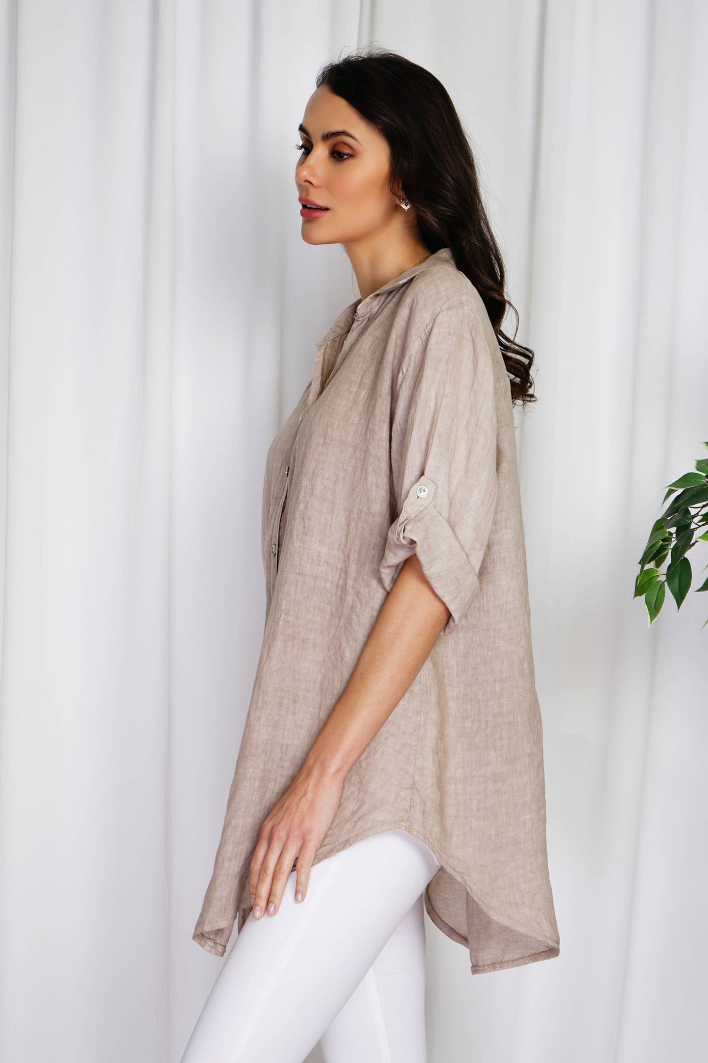 Naisten pellavapaita – ruskeanharmaa, yksi koko 36–46