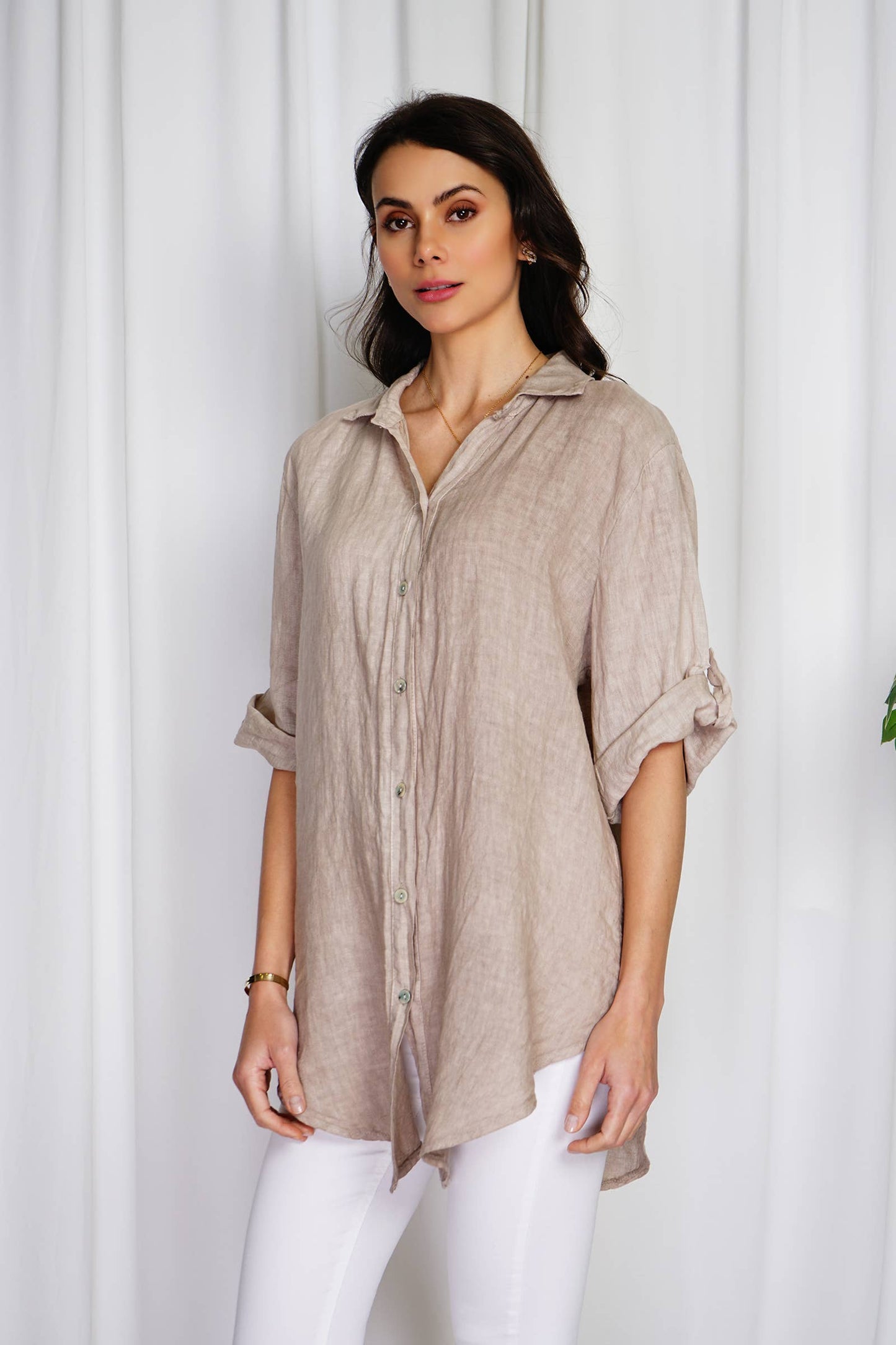 Naisten pellavapaita – khaki, yksi koko 36–46