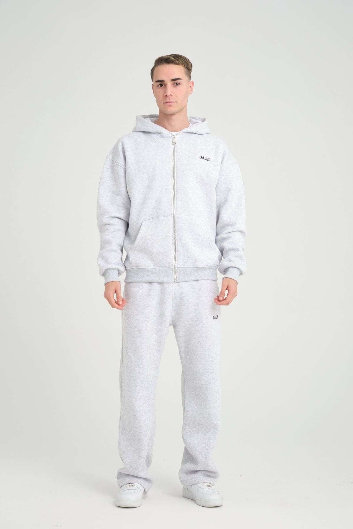Basic Heavyweight Zipper Hoodie - Grey Melange