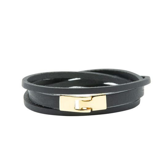 Double Wrap Slit Bracelet - Golden Hook Clasp