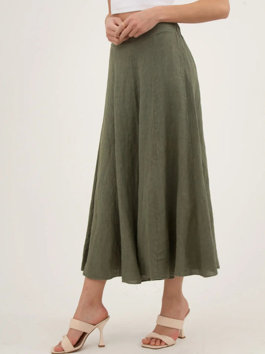 Pellavahame – khaki, 100 % pellavaa, yksi koko 36–46