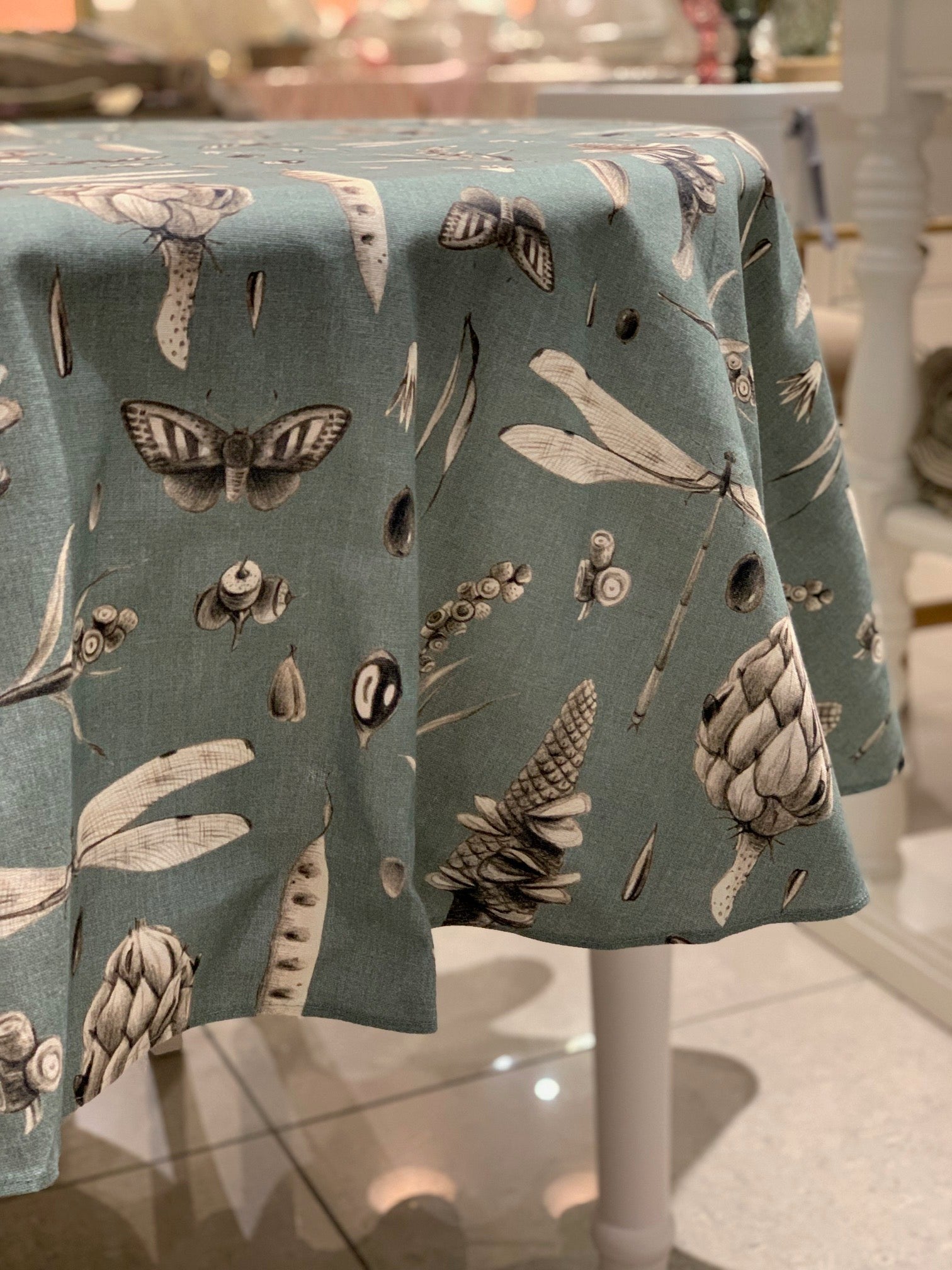 Round Tablecloth - Seeds Aqua